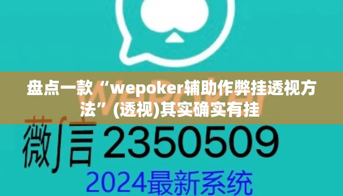 盘点一款“wepoker辅助作弊挂透视方法”(透视)其实确实有挂 