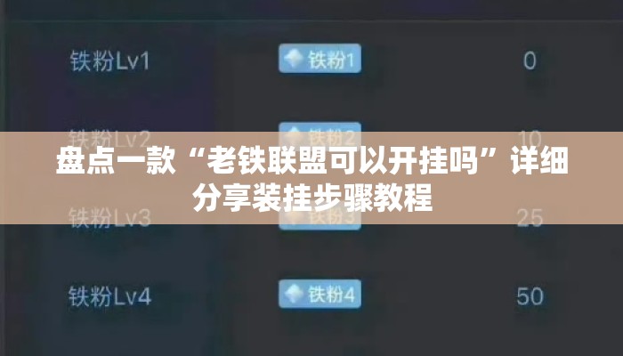 盘点一款“老铁联盟可以开挂吗	”详细分享装挂步骤教程