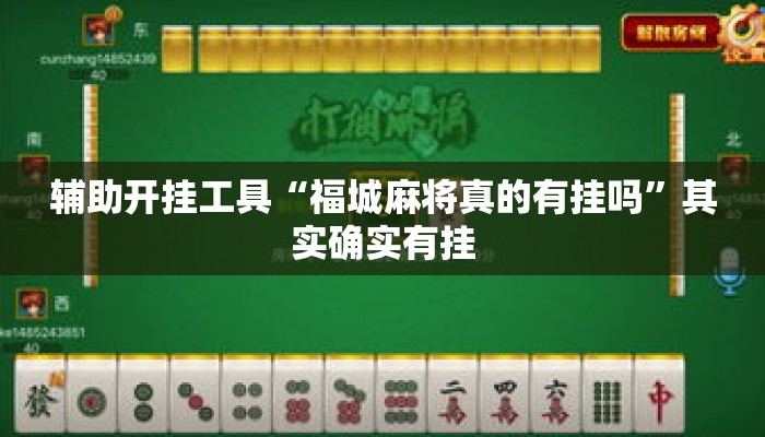 辅助开挂工具“福城麻将真的有挂吗”其实确实有挂