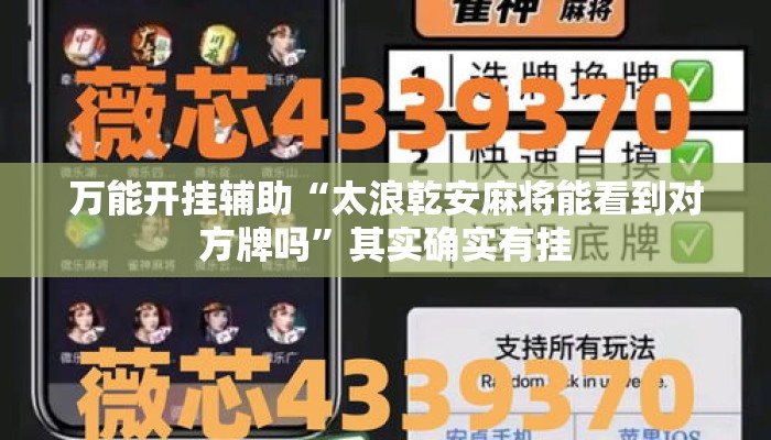 万能开挂辅助“太浪乾安麻将能看到对方牌吗”其实确实有挂