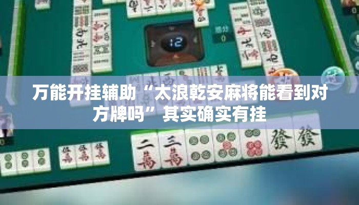 万能开挂辅助“太浪乾安麻将能看到对方牌吗	”其实确实有挂