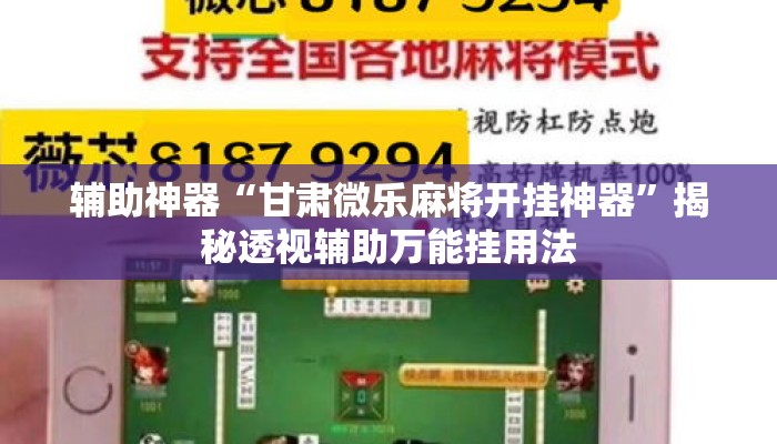 辅助神器“甘肃微乐麻将开挂神器”揭秘透视辅助万能挂用法