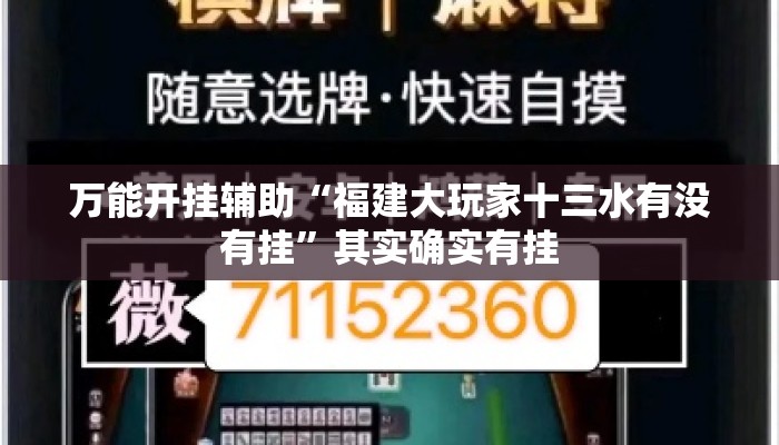 万能开挂辅助“福建大玩家十三水有没有挂”其实确实有挂