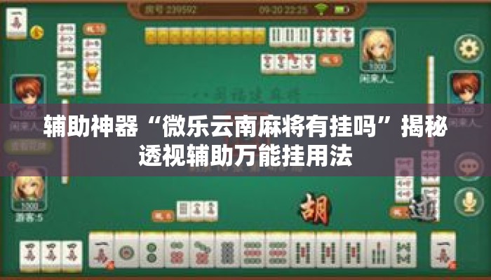 辅助神器“微乐云南麻将有挂吗”揭秘透视辅助万能挂用法