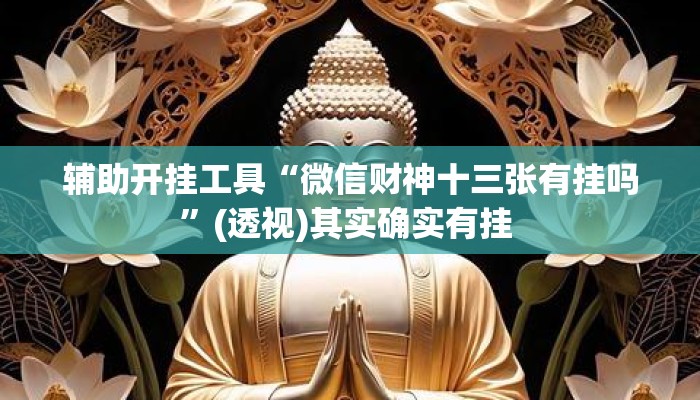 辅助开挂工具“微信财神十三张有挂吗”(透视)其实确实有挂 