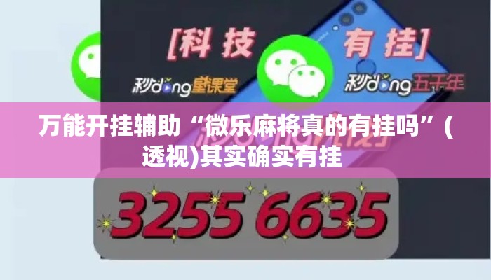万能开挂辅助“微乐麻将真的有挂吗”(透视)其实确实有挂 
