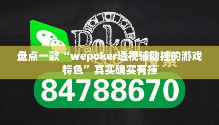 盘点一款“wepoker透视辅助挂的游戏特色”其实确实有挂