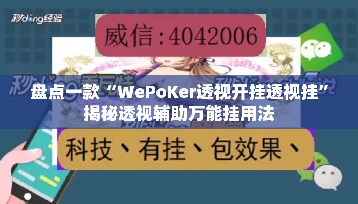 盘点一款“WePoKer透视开挂透视挂”揭秘透视辅助万能挂用法