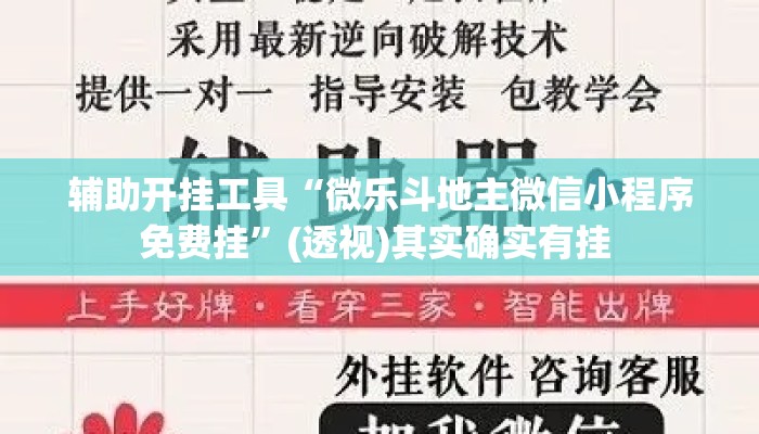 辅助开挂工具“微乐斗地主微信小程序免费挂	”(透视)其实确实有挂 
