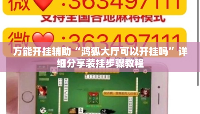 万能开挂辅助“鸿狐大厅可以开挂吗”详细分享装挂步骤教程