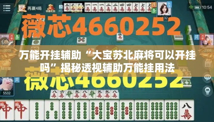 万能开挂辅助“大宝苏北麻将可以开挂吗”揭秘透视辅助万能挂用法