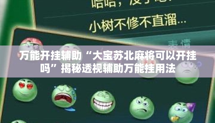 万能开挂辅助“大宝苏北麻将可以开挂吗”揭秘透视辅助万能挂用法