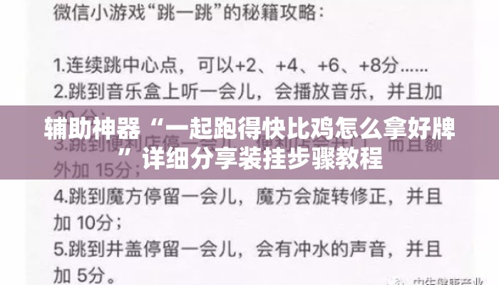辅助神器“一起跑得快比鸡怎么拿好牌”详细分享装挂步骤教程