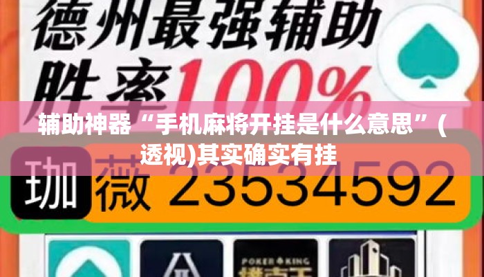 辅助神器“手机麻将开挂是什么意思”(透视)其实确实有挂 