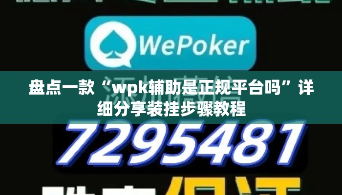 盘点一款“wpk辅助是正规平台吗	”详细分享装挂步骤教程