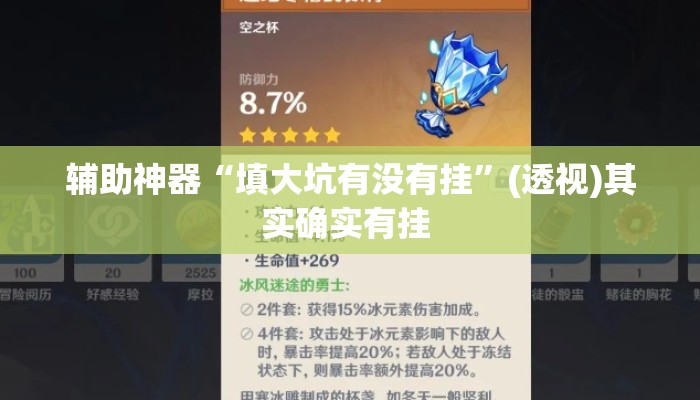 辅助神器“填大坑有没有挂	”(透视)其实确实有挂 