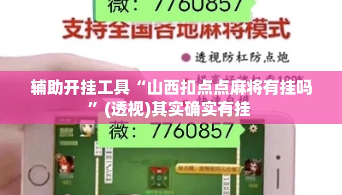 辅助开挂工具“山西扣点点麻将有挂吗”(透视)其实确实有挂 