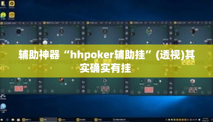 辅助神器“hhpoker辅助挂”(透视)其实确实有挂 