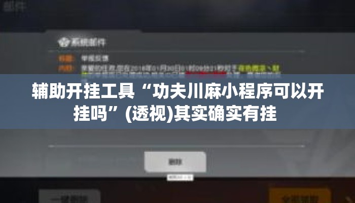 辅助开挂工具“功夫川麻小程序可以开挂吗	”(透视)其实确实有挂 
