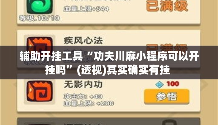 辅助开挂工具“功夫川麻小程序可以开挂吗”(透视)其实确实有挂 