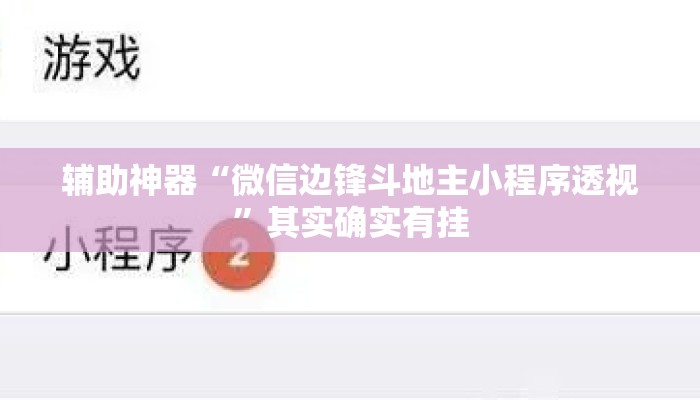 辅助神器“微信边锋斗地主小程序透视	”其实确实有挂
