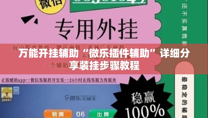 万能开挂辅助“微乐插件辅助”详细分享装挂步骤教程