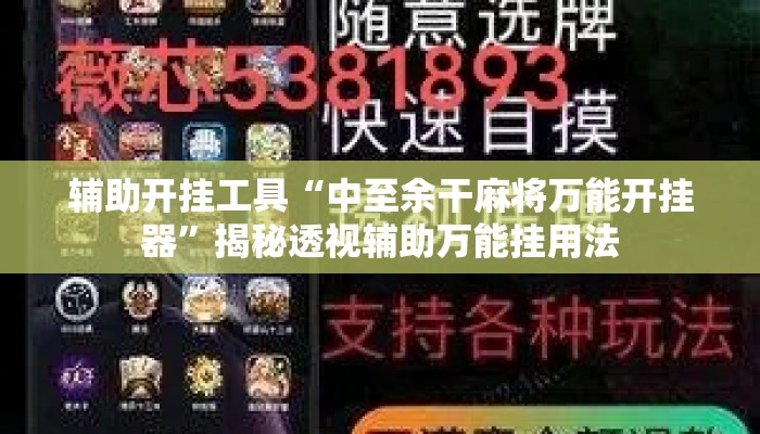 辅助开挂工具“中至余干麻将万能开挂器”揭秘透视辅助万能挂用法