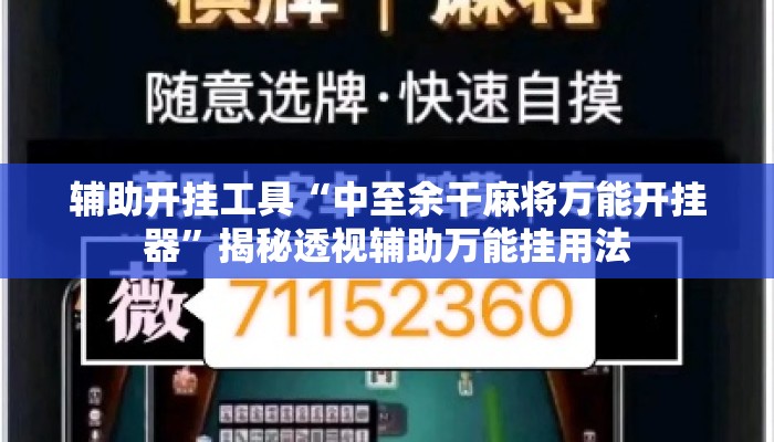 辅助开挂工具“中至余干麻将万能开挂器”揭秘透视辅助万能挂用法