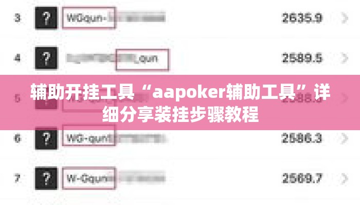 辅助开挂工具“aapoker辅助工具	”详细分享装挂步骤教程