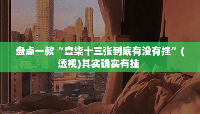 盘点一款“壹柒十三张到底有没有挂	”(透视)其实确实有挂 