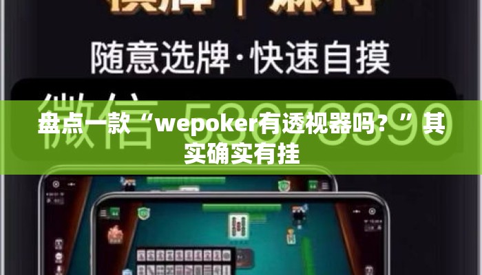 盘点一款“wepoker有透视器吗？”其实确实有挂