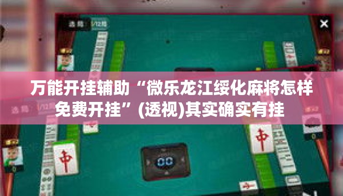 万能开挂辅助“微乐龙江绥化麻将怎样免费开挂”(透视)其实确实有挂 