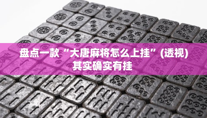 盘点一款“大唐麻将怎么上挂”(透视)其实确实有挂 