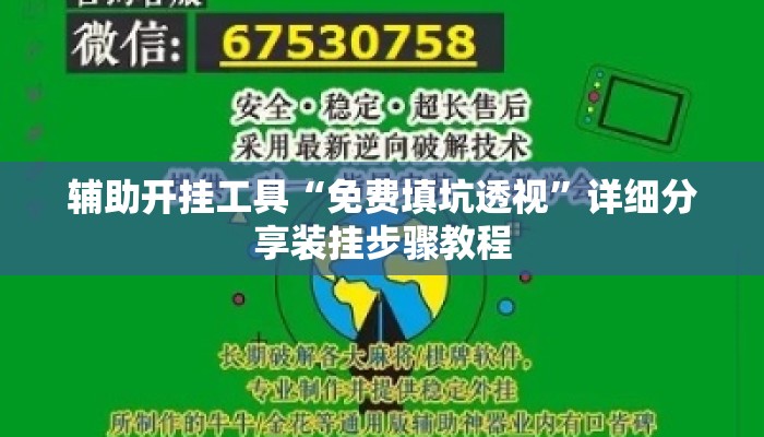辅助开挂工具“免费填坑透视	”详细分享装挂步骤教程