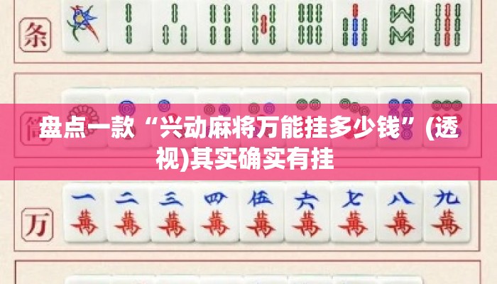 盘点一款“兴动麻将万能挂多少钱”(透视)其实确实有挂 
