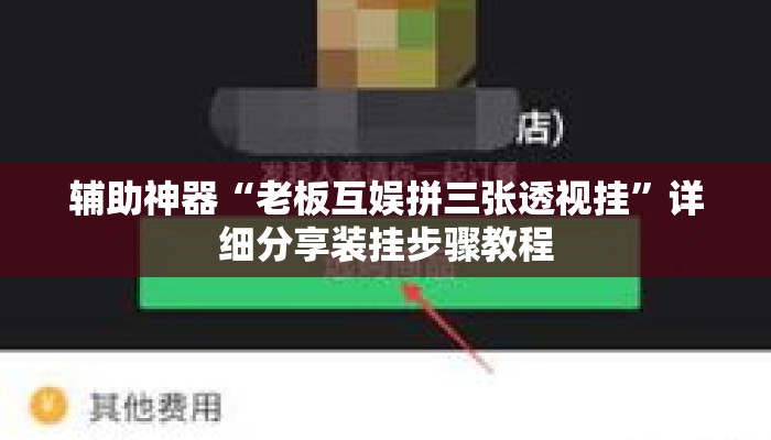 辅助神器“老板互娱拼三张透视挂	”详细分享装挂步骤教程