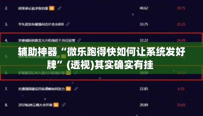 辅助神器“微乐跑得快如何让系统发好牌	”(透视)其实确实有挂 