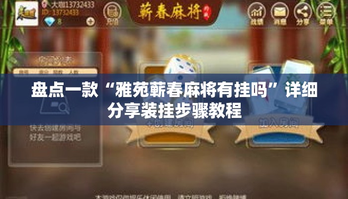 盘点一款“雅苑蕲春麻将有挂吗”详细分享装挂步骤教程