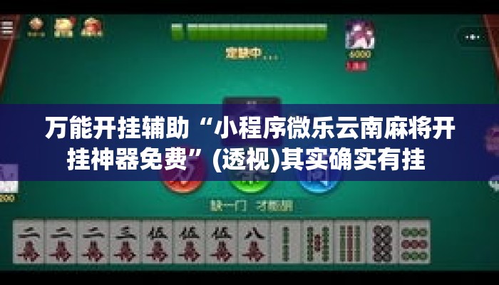万能开挂辅助“小程序微乐云南麻将开挂神器免费”(透视)其实确实有挂 