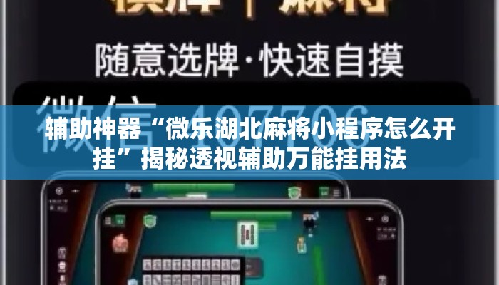 辅助神器“微乐湖北麻将小程序怎么开挂	”揭秘透视辅助万能挂用法