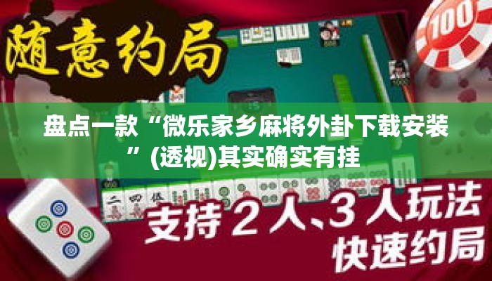 盘点一款“微乐家乡麻将外卦下载安装”(透视)其实确实有挂 