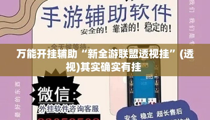 万能开挂辅助“新全游联盟透视挂”(透视)其实确实有挂 