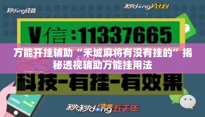 万能开挂辅助“禾城麻将有没有挂的”揭秘透视辅助万能挂用法