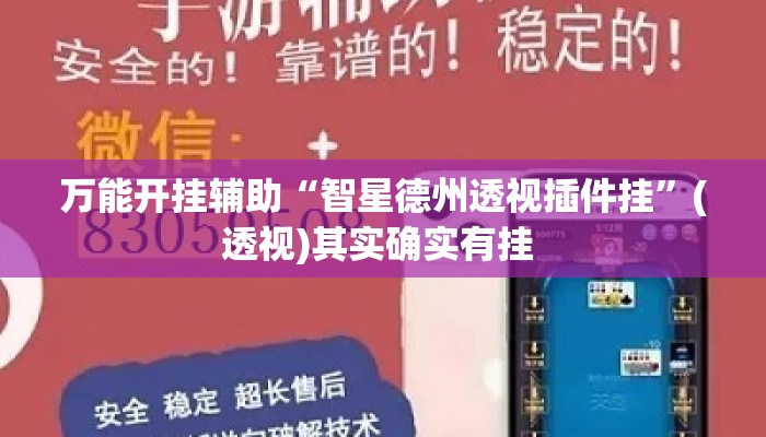 万能开挂辅助“智星德州透视插件挂”(透视)其实确实有挂 