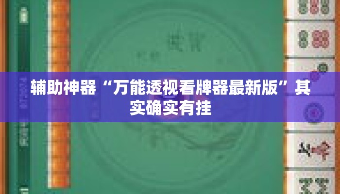 辅助神器“万能透视看牌器最新版”其实确实有挂