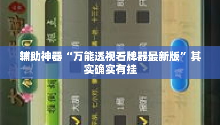辅助神器“万能透视看牌器最新版”其实确实有挂