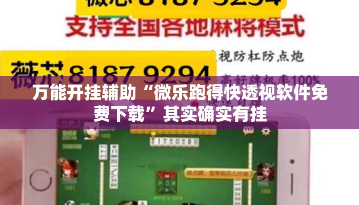 万能开挂辅助“微乐跑得快透视软件免费下载	”其实确实有挂
