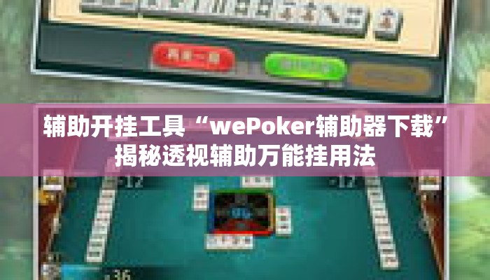 辅助开挂工具“wePoker辅助器下载	”揭秘透视辅助万能挂用法