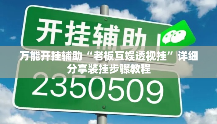 万能开挂辅助“老板互娱透视挂”详细分享装挂步骤教程