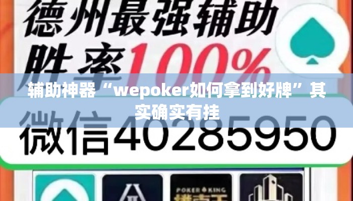 辅助神器“wepoker如何拿到好牌	”其实确实有挂
